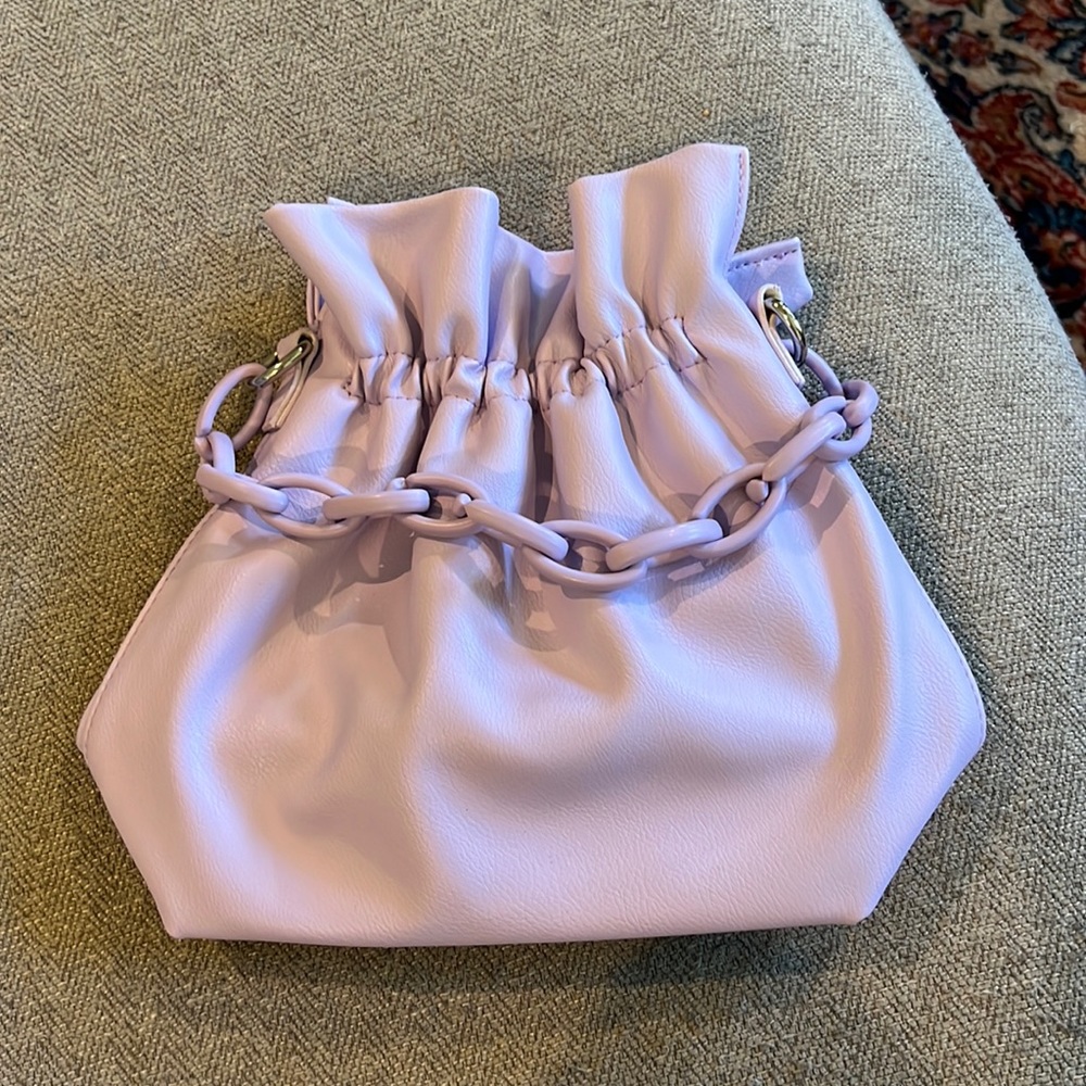 Mini Ruched Drawstring Bag in Soft Lavender